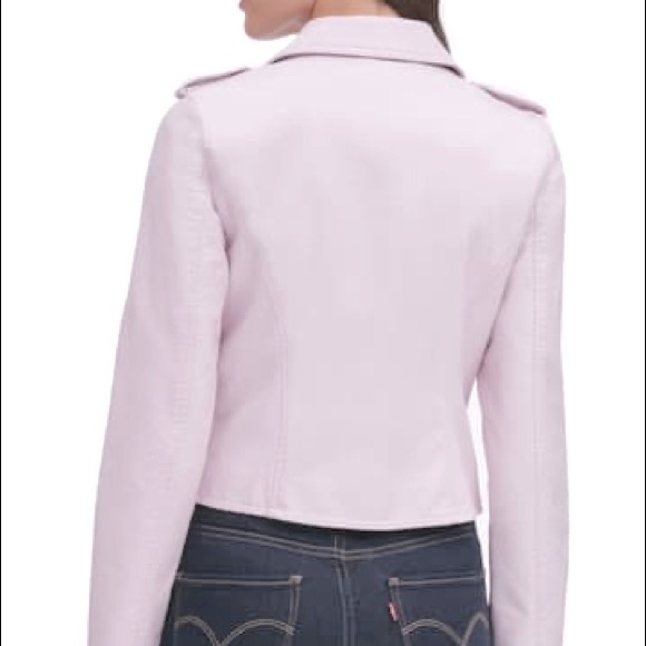Levi’s blush pink faux leather Moto jacket- large - Picture 2 of 12